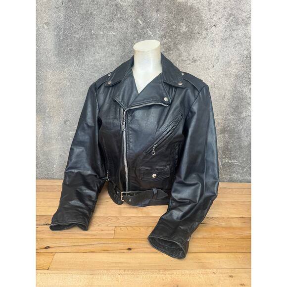 Vintage Italian Leather Motorcycle Jacket  Ladies Size Medium - Picture 1 of 8